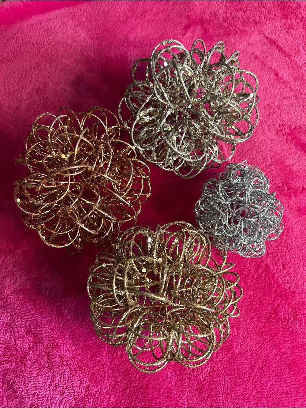(4) Decorative Glittery Spiral Balls